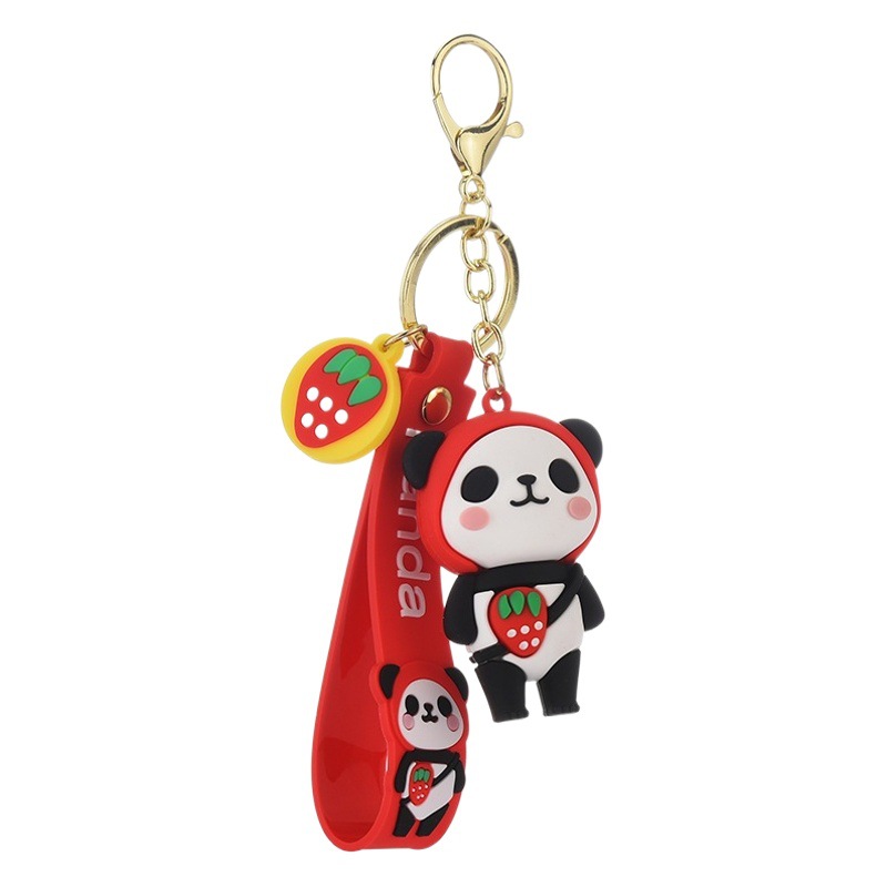 Cartoon Panda Silicone Keychain Doll Personalized Cute Creative Key Pendant Bag Backpack Pendant Keychain