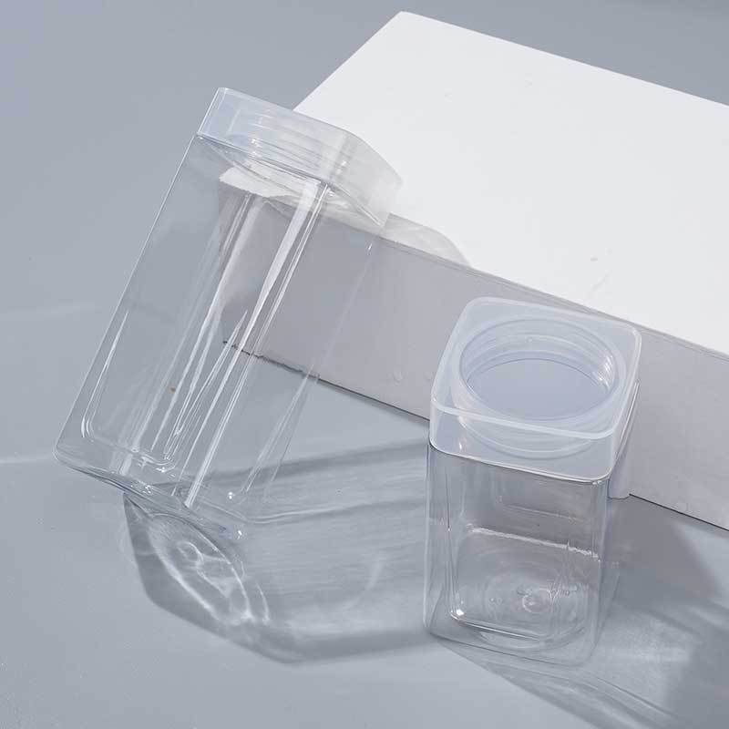 76/63 mouth 300ml450ml double PP lid square lid rectangular jar transparent colorless PET jar