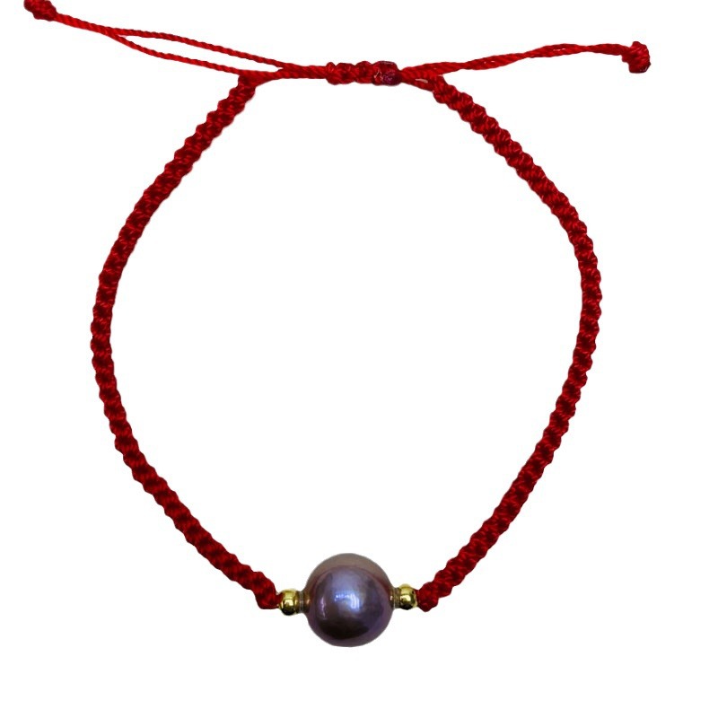 Picture of Zhuji Freshwater Strong Light Purple Slight Pearl Hand-woven Red Rope Adjustable Bracelet Wholesale