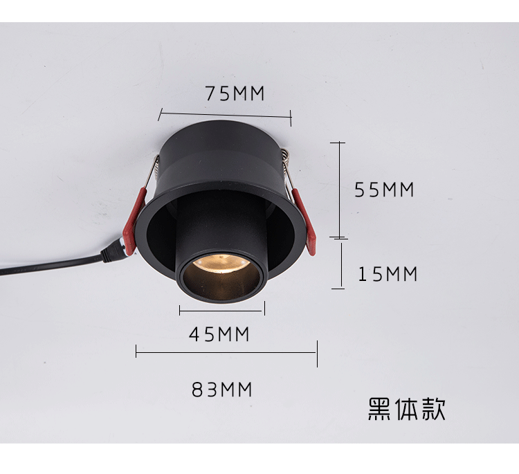 Picture of Embedded long tube spotlight ceiling lamp exhibition hall background wall cob hole lamp Nordic hole 7.5cm spotlight long mouth lamp