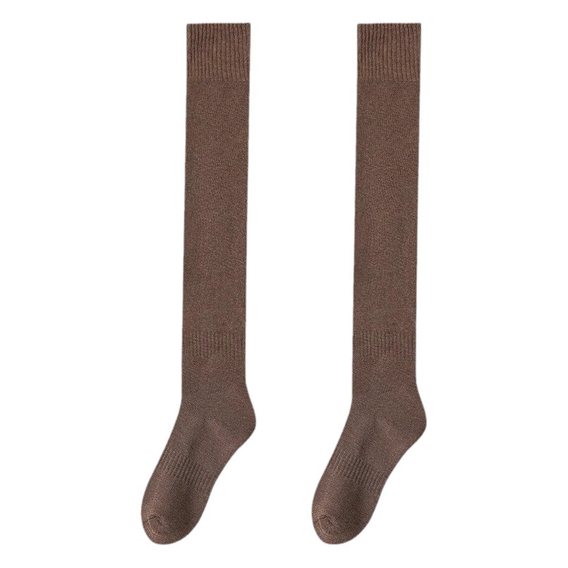 Autumn and Winter Thickeneded Over-The-Knee Socks for Women Fleece-Lined Warm Terry Thigh Socks for Women High-Top Non-Slip Knee-Protecting Long Socks Calf
