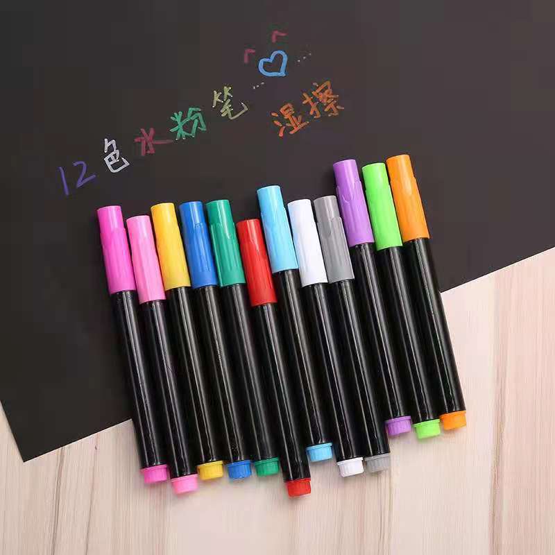 Liquid chalk dust-free water-soluble lamp board pen LED fluorescent plate acrylic plate 12 color painting erasable blackboard pen