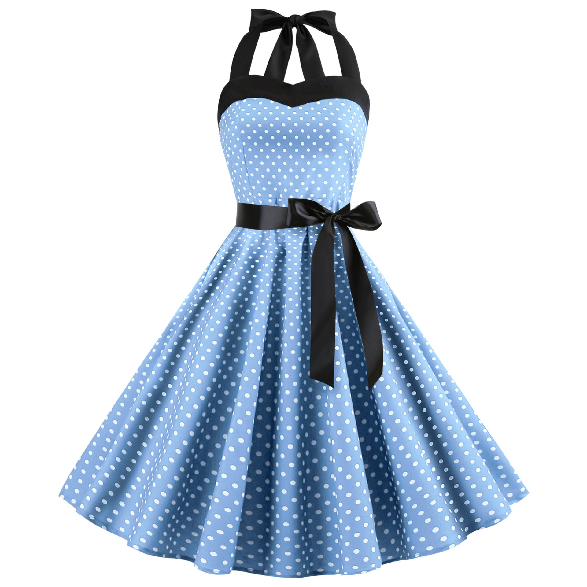 Picture of Foreign Trade Cross-border Women's Summer Dress Strap Wave Dot New Retro Large Dress Amazon Large Size Dress
