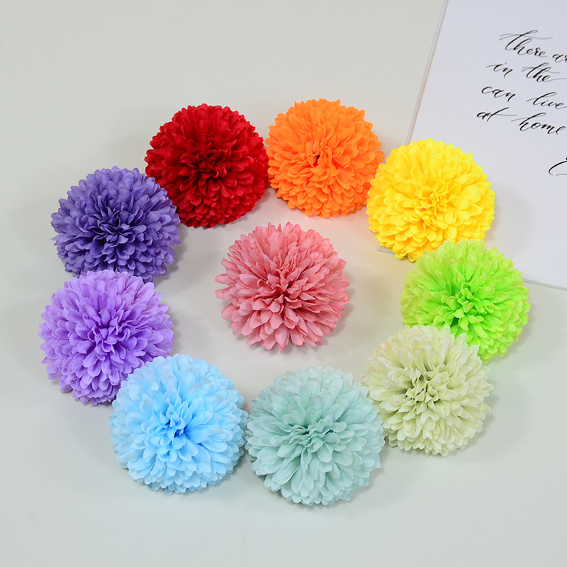 Ping Pong Chrysanthemum Wedding Decoration Props Flowers Thousand-Layer Chrysanthemum Simulated Flower Box Accessories Simulated Onion Ball Flowers Wholesale
