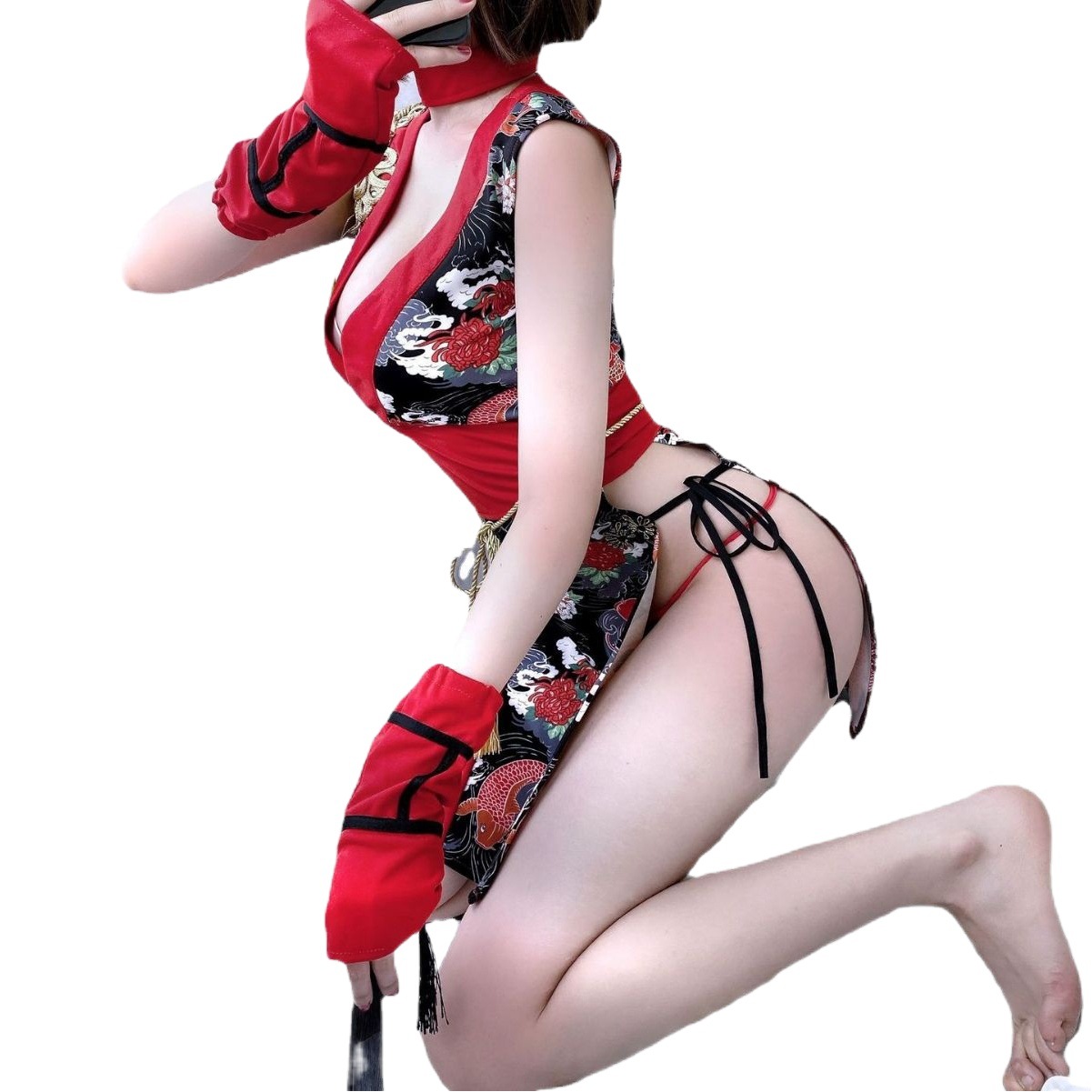 Huaying sexy lingerie role-playing clothing dance princess female kimono double split uniform suit strap retro 1710