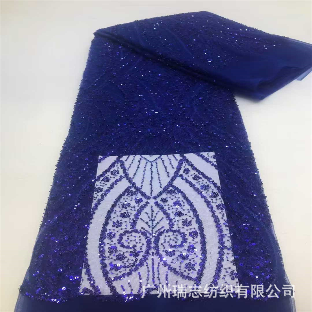 Picture of African sequins embroidered printed mesh wedding dress fabric African Sequins Lace Fabric