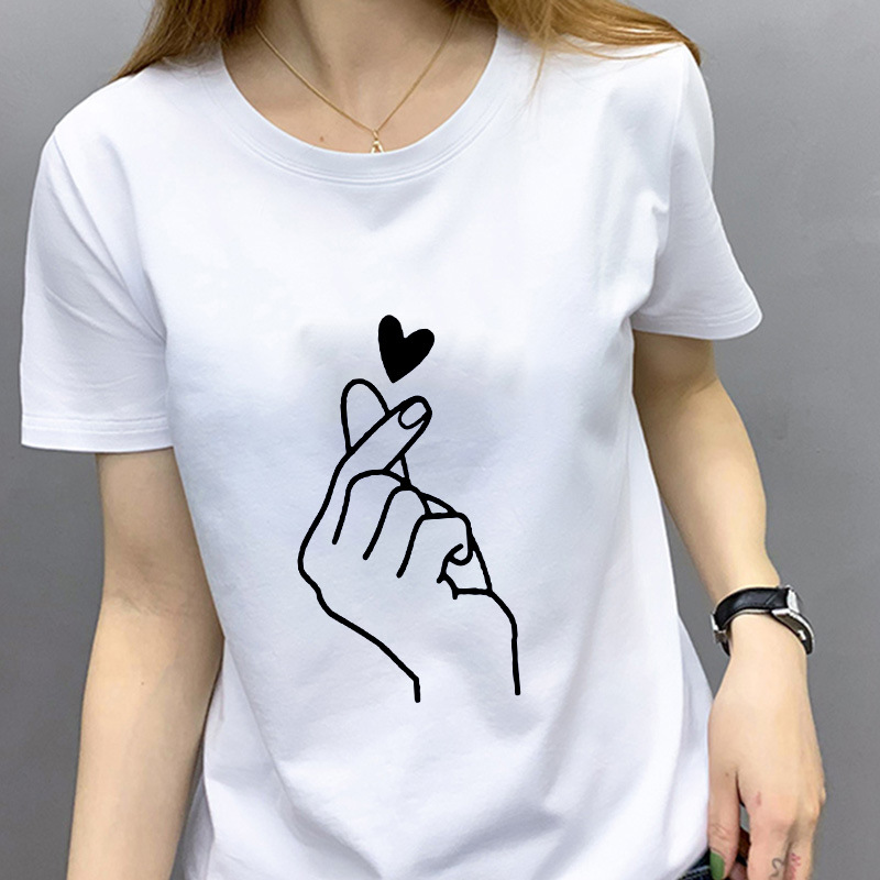 2022 cross-border AliExpress shopee hot short sleeve T-shirt fashion trend love gesture printing women's wholesale