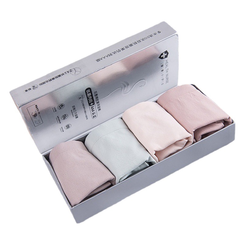 Silver Box 1.0 Graphene Boxed Antibacterial Bacteriostatic Deodorant Pure Cotton Underwear Women's Breathable Mid-Waist Briefs
