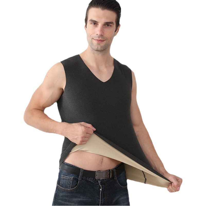Autumn and Winter Seamless Thermal Vest for Men, German Ab-Sided Double-Sided Fleece Brushed Men's Base Layer Top, Wholesale and Thickened