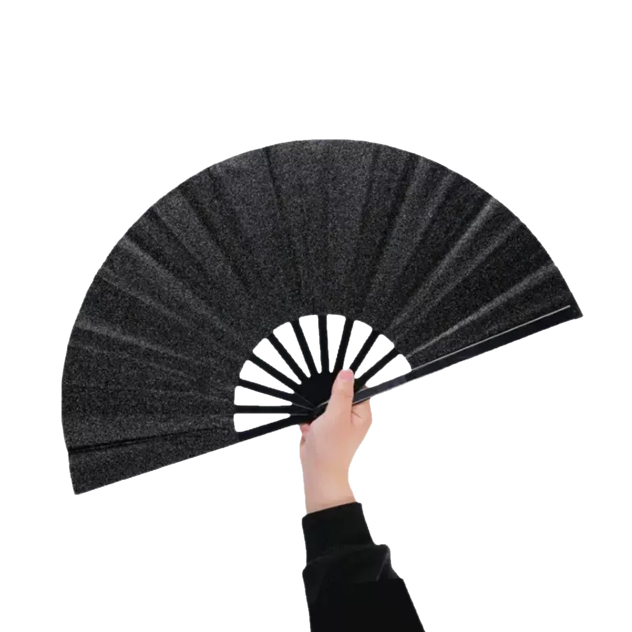 Picture of Fan Plastic Glitter Powder Solid Color Kung Fu Fan Martial Arts Fan Dance Fan Folding Classical Performance Fan Amazon Explosions