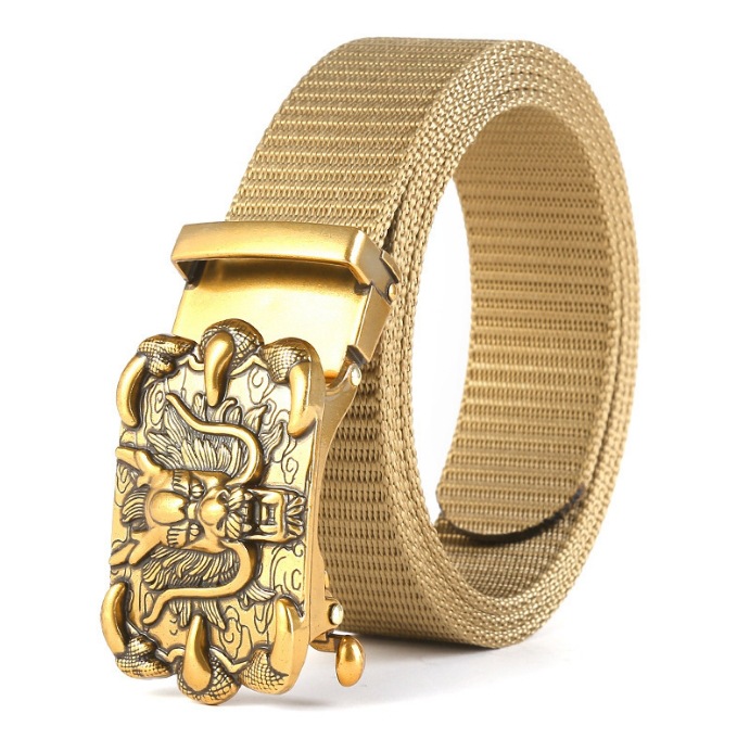 Nylon Belt Toothless Automatic Buckle Belt Men's Canvas Trouser Belt Faucet Shape Popular All-match