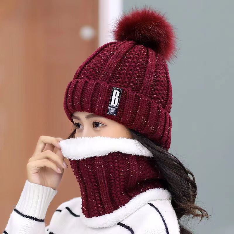 Picture of Hat Women's Autumn and Winter Velvet Thickeneded Korean Style Versatile Warm Cycling Women's Knitted Cold-Proof Hat Ear Protection Hat