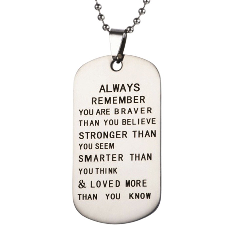 AliExpress new jewelry stainless steel tag necklace letter Always remember military Tag Pendant Necklace