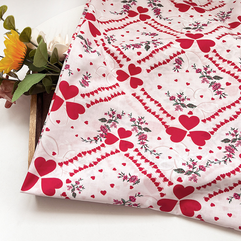 Love Clover Digital Printed Fabric Cotton 60 Count Poplin Clothing Women's Dress Shirt Short Skirt Fabric