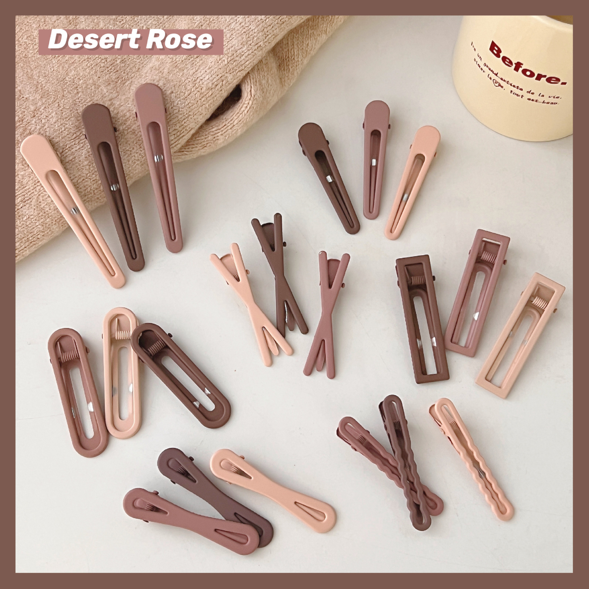 milk brown Seamless Hairpin Women's Side Fringe Clip Headwear High-grade Broken Hair Hairpin Metal One-character Clip Side Clip