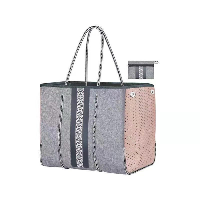 Picture of Diving Material Perforated Beach Bag European and American Fashion Portable Shoulder Strap Mother Bag Outdoor Casual Bag Portable Women's Bag for Women