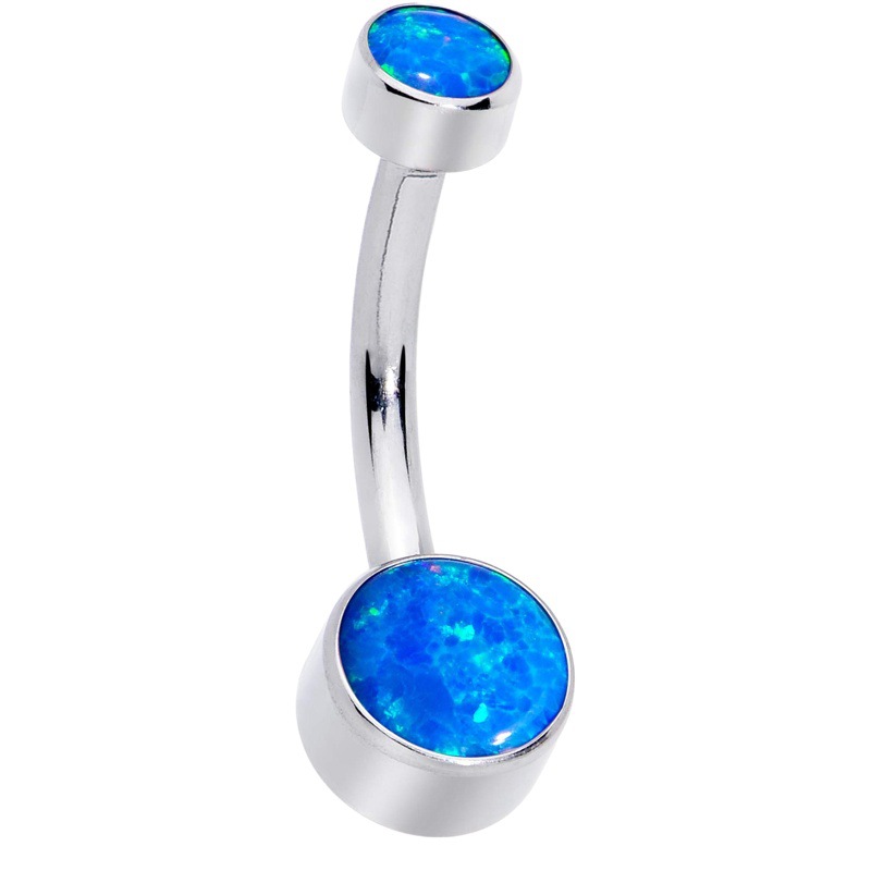 G23 titanium inner dental bag inlaid with Aobao navel nail cylindrical navel ring umbilical ornaments titanium alloy puncture jewelry Amazon puncture