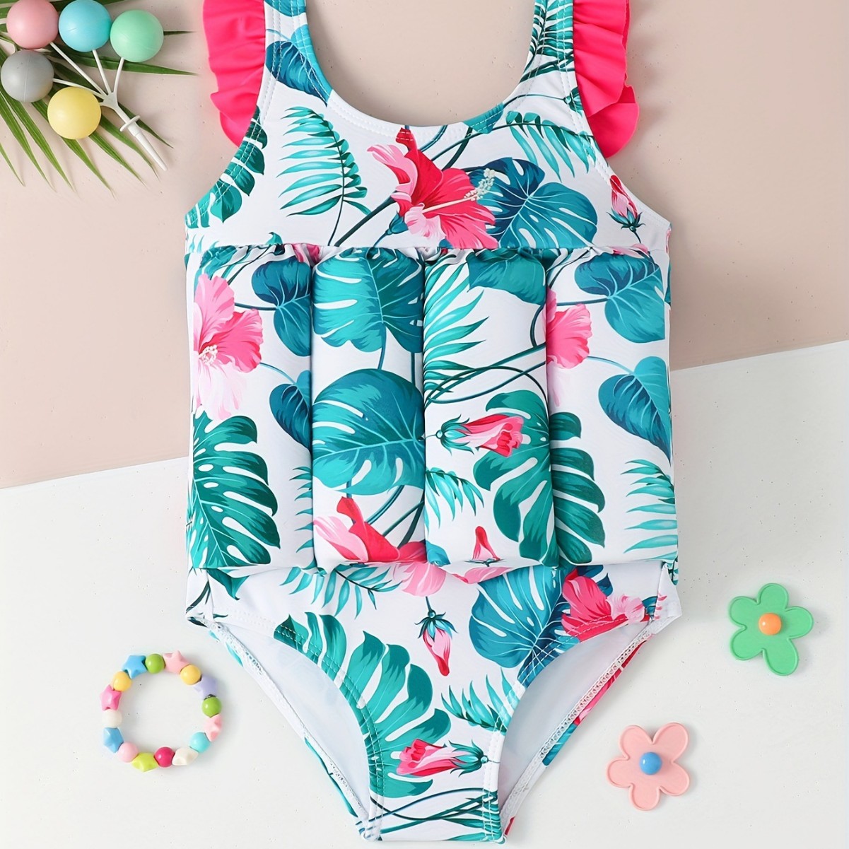 Children's Buoyancy Swimsuit Girls' Baby's one-piece skirt quick-drying belt floating toddler's swimming equipment