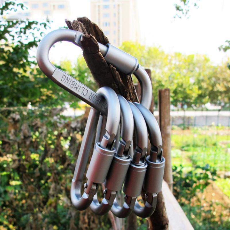 Picture of high quality bold 8CM with lock D type mountaineering buckle quick hanging nut buckle hanging buckle aluminum alloy backpack buckle