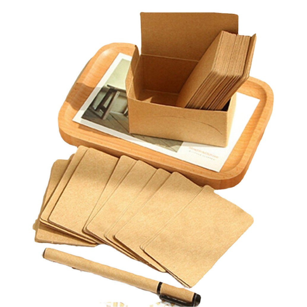 Picture of 100 sheets/box Kraft paper blank rounded corner boxed diy graffiti postcard word card message card DIY card