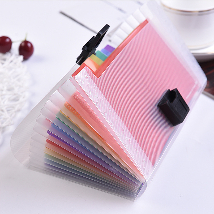 Picture of Rainbow organ bag folder file clip plastic rope bundle office A6 mini bill bag 13 storage clip wholesale