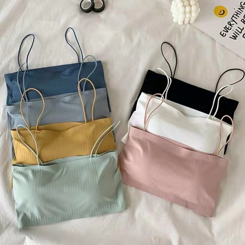 Underwear female students Korean version of off-shoulder tube chest junior high school students threaded Ice Silk chest strap base vest wholesale