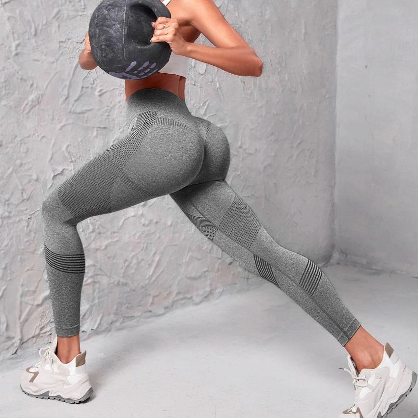 Europe and the United States cross-border exercise yoga fitness line sense seamless seamless hip high waist high elastic tight pants