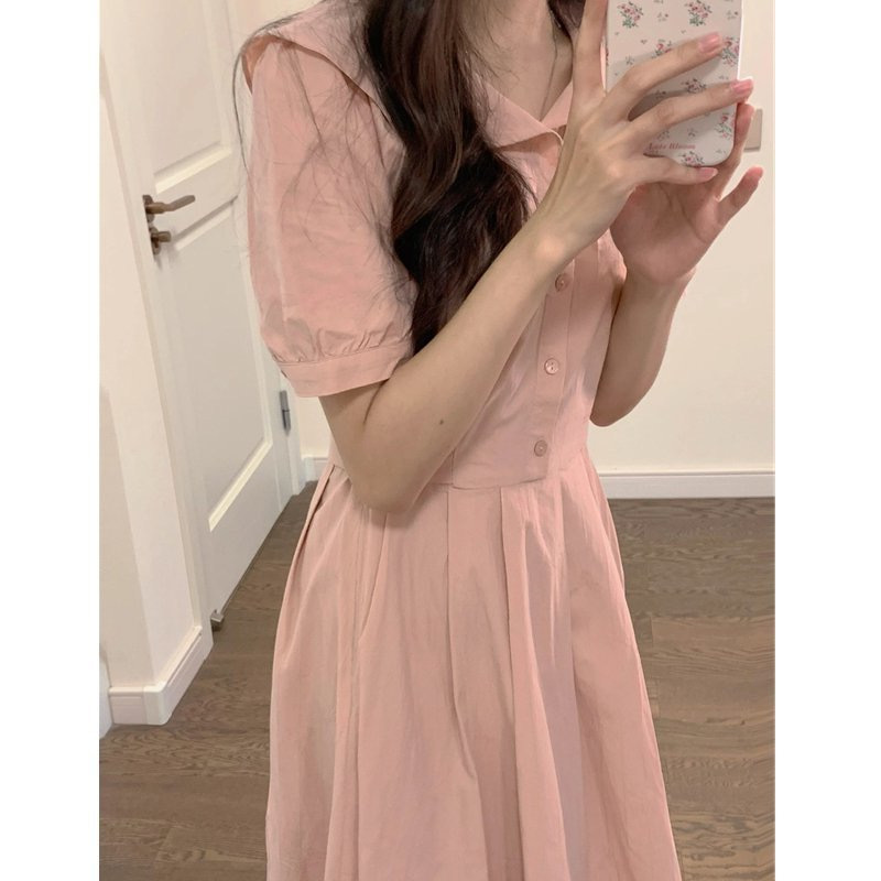 Picture of Tea Break French Style Gentle Style Tight Waist Slimming dress Women's Summer New Niche Elegant Sweet Age-reducing Mid-length Dress
