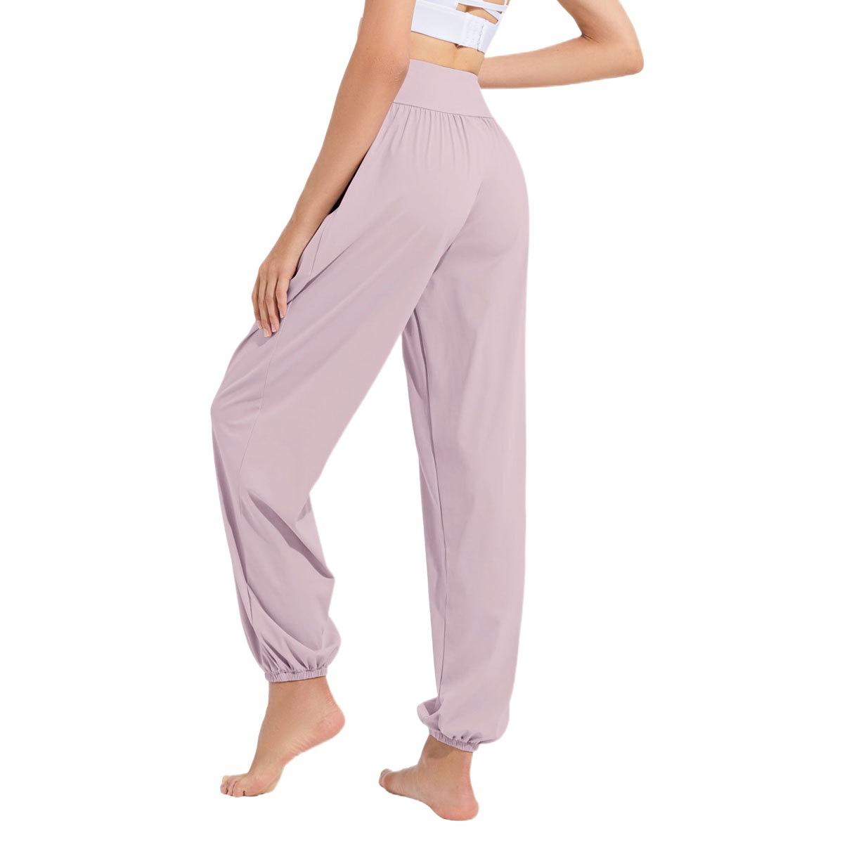 Cool-feeling Sports High Waist Yoga Pants Women's Loose Draping Wide Leg Bundled Foot Fitness Clothes Walking Dance Running Quick-drying Pants