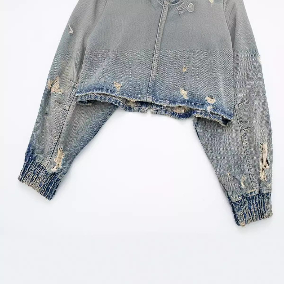 Picture of European and American Cross-Border Export Ladies 2023 Autum New Style Distressed Denim Short Regular Casual Versatile Jacket