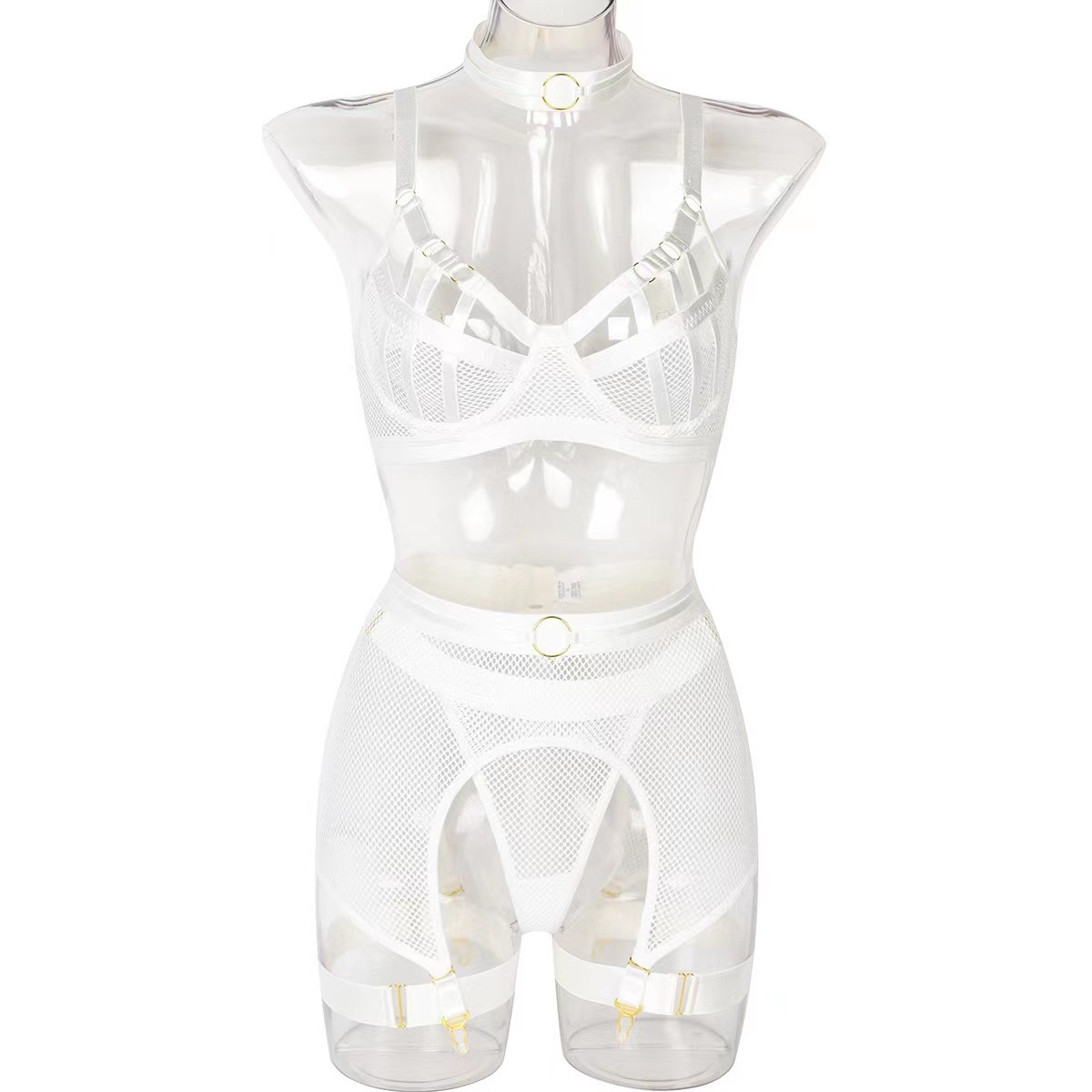 Picture of Cross-Border Supply European and American Style Black Mesh Hoop Stitching See-Through Sexy Lingerie Set