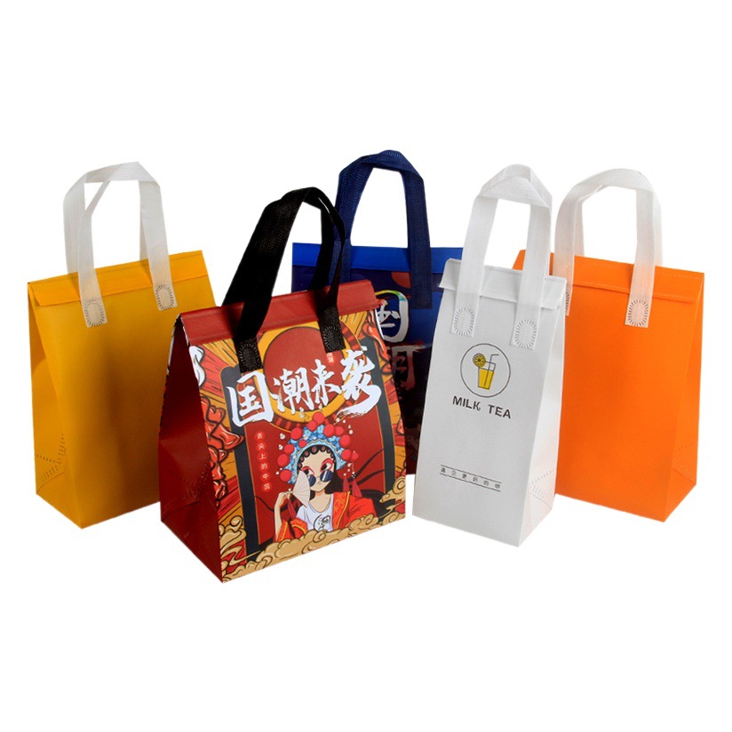 Disposable Thermal Bag Aluminum Foil Takeout Special Commercial Use Dessert Milk Tea Barbecue Non-Woven Fabric Tote Bag for Delivery