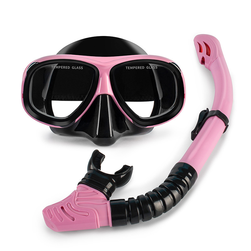Picture of wave professional snorkeling two-piece silicone full dry breathing tube large frame with degrees diving goggles
