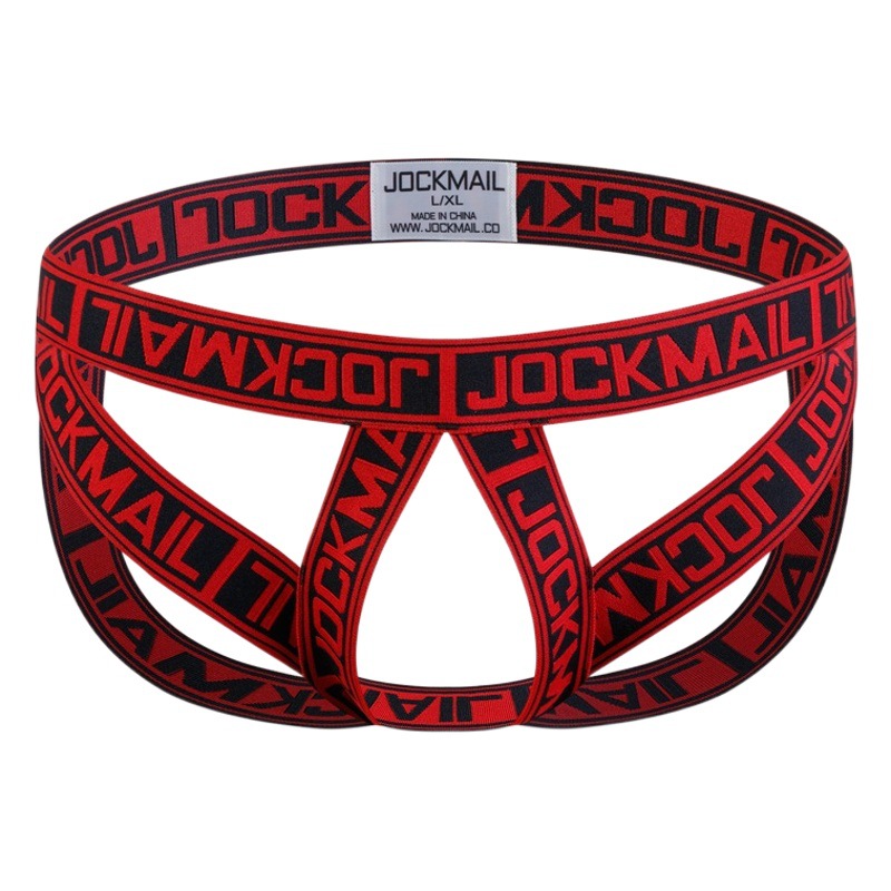 JOCKMAIL Men's Underwear Low Waist Sexy Men's Double G-Pants Personalized Hollow Rings Sexy G-string Letters
