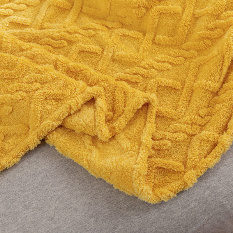 Picture of Solid Color 3D Jacquard All Year Round Taffeta Blanket Quilted Flannel Spring and Summer Nap Blanket Cover Small and Super Soft