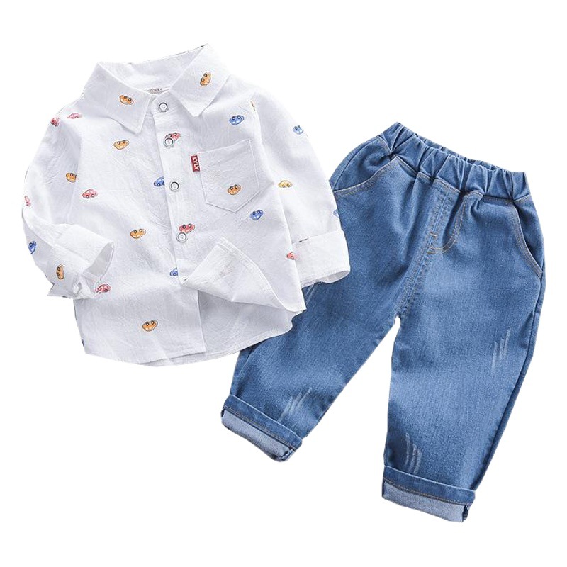 Children's Children's Wear Autumn Cross-border Supply 2023 New Korean Autumn Casual Shirt Two-piece Boys' suit