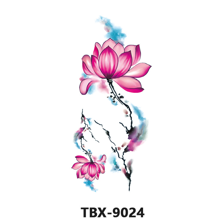 Picture of Waterproof sweat female flower tattoo stickers plant flower party sexy rose peony plum tattoo stickers tattoo