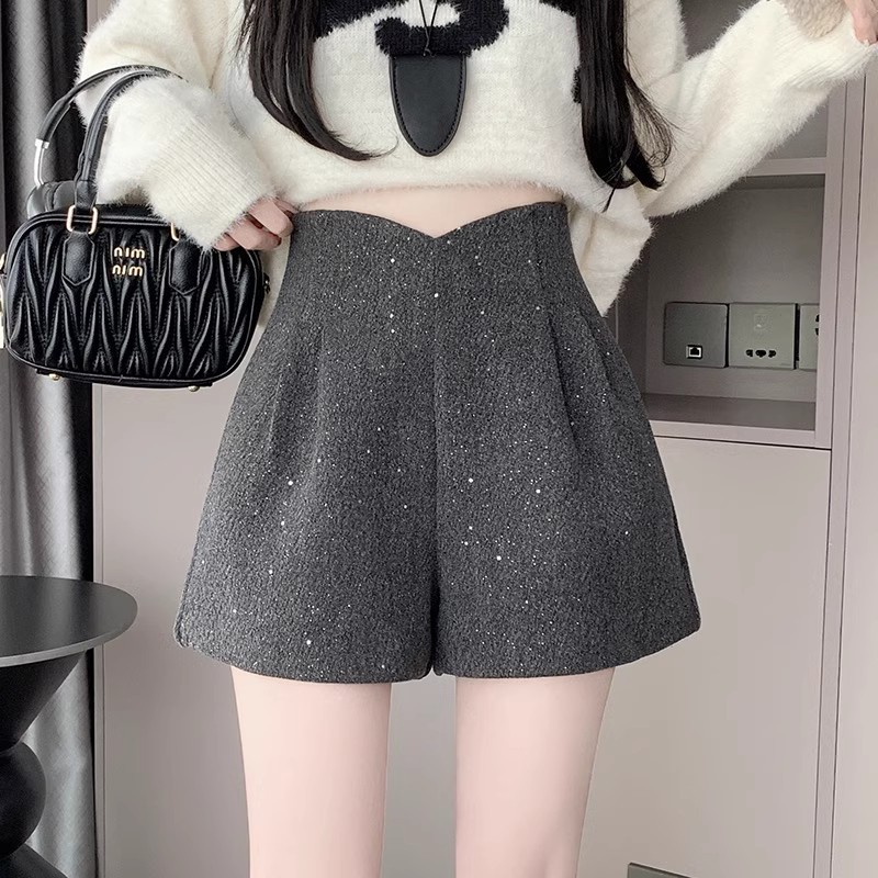 Picture of Starry Sky Woolen Shorts High Waist A- Shining Casual Dress Pants Sequins Shiny Boots Pants Spice Girls Wide Leg Pants