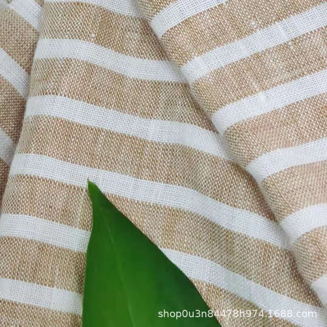 Picture of Pure Linen Yellow and White Strips 280CM Enzyme Washing Material Linen Quilt Cover Fabric Linen Quilt Quilt Washed Cloth