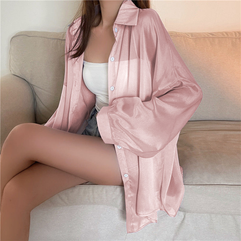 Picture of Korean Chic Elegant Long-Sleeved Thin Sun Protection Shirt for Women Summer New Shirt Jacket Pure Color Top Export