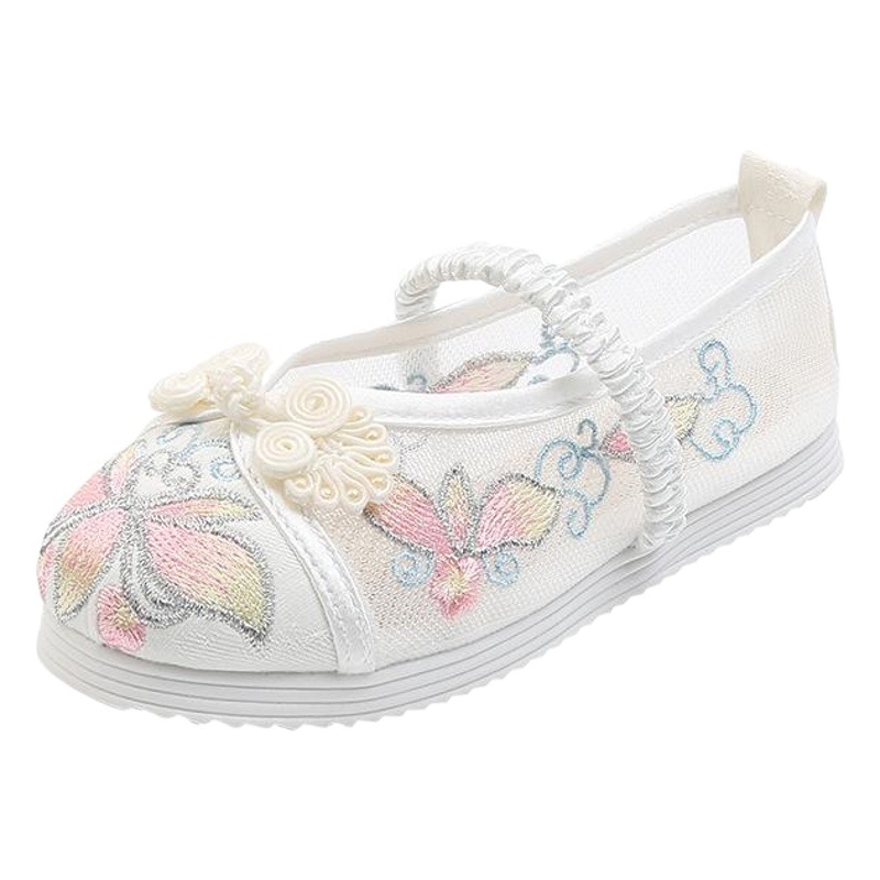 Children's Shoes Chinese Style Embroidered Shoes Summer Mesh Shoes Girl's Vintage Hanfu Shoes Baby Girl's Breathable Ancient Clothing Handmade Shoes