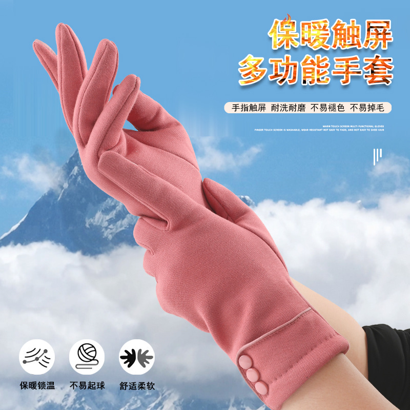 Autumn and Winter German Velvet Gloves Women's Multifunctional Touchscreen Windproof Warm Heating Gloves High-value Fit Finger Gloves