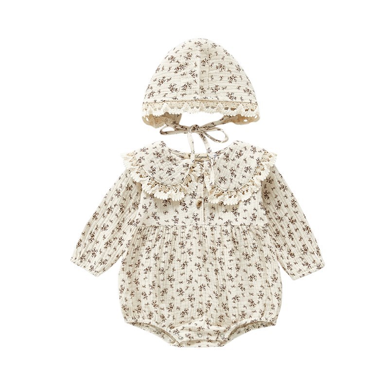 Picture of Children's Clothing Spring and Autumn Korean Style Baby Female Floral Bag Fart Clothes Baby Baby Lace Doll Collar Hatshirt Hatshirt