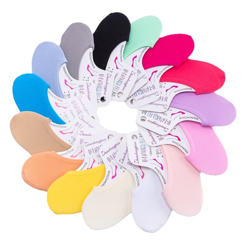 Spring and summer candy color invisible socks women's low-cut boat Socks velvet silicone non-slip magic socks breathable socks women