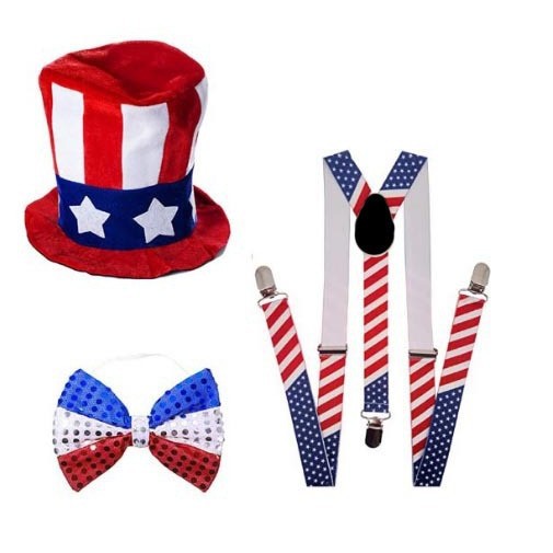 Picture of Cross Border US Independence Day Carnival Party Sequin Hat Beaded Tie Glasses Uncle Sam Hat Dress Up