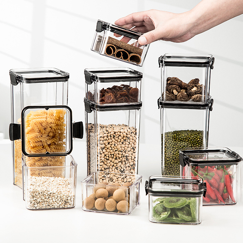 Picture of Sealed Jar Grain Kitchen Storage Food Grade Transparent Plastic Jar Box Snacks Dry Tea Storage Jar