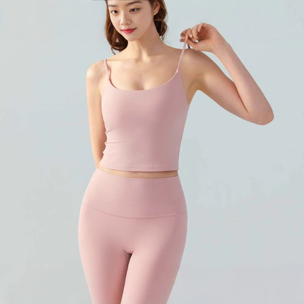 Picture of Cross-Border Summer New Style Women's Nude and Comfortable Outer Wear Pure Color U-Neck Tight Inner Wear Outer Wear Sports Sling 745