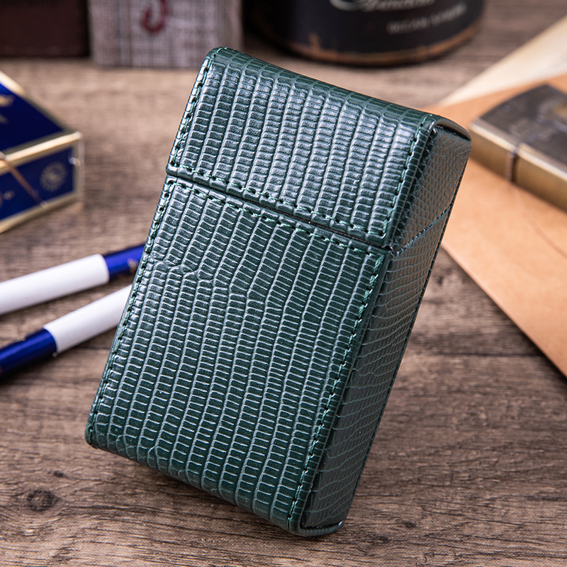 Picture of Pu Leather Flip-Top 20-Pack Thick Cigarette Box Creative Stylish Moisture-Proof Leather Men's Cigarette Box Manufacturer Wholesale