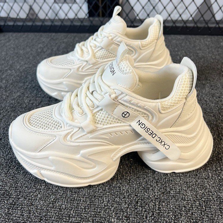 Mesh breathable hidden height all-matching daddy shoes spring 2024 new small thick bottom fried street women's shoes popular online