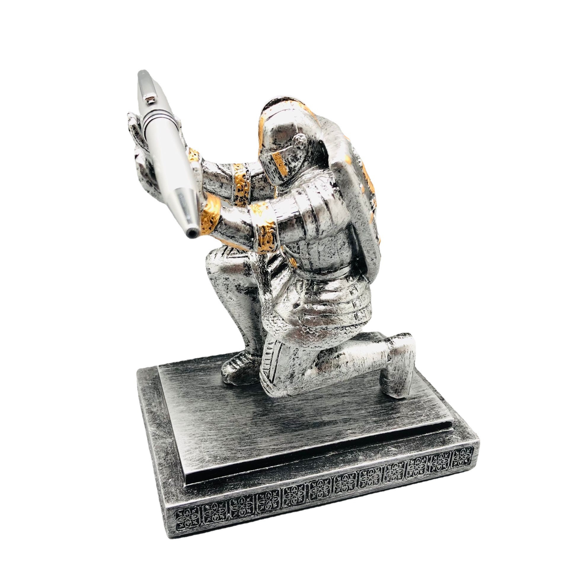 Picture of Executive Soldier Knight Pen Holder Pen Holder Shield Knight Creative Pen Holder Pen Holder PENHOLDER Ornaments